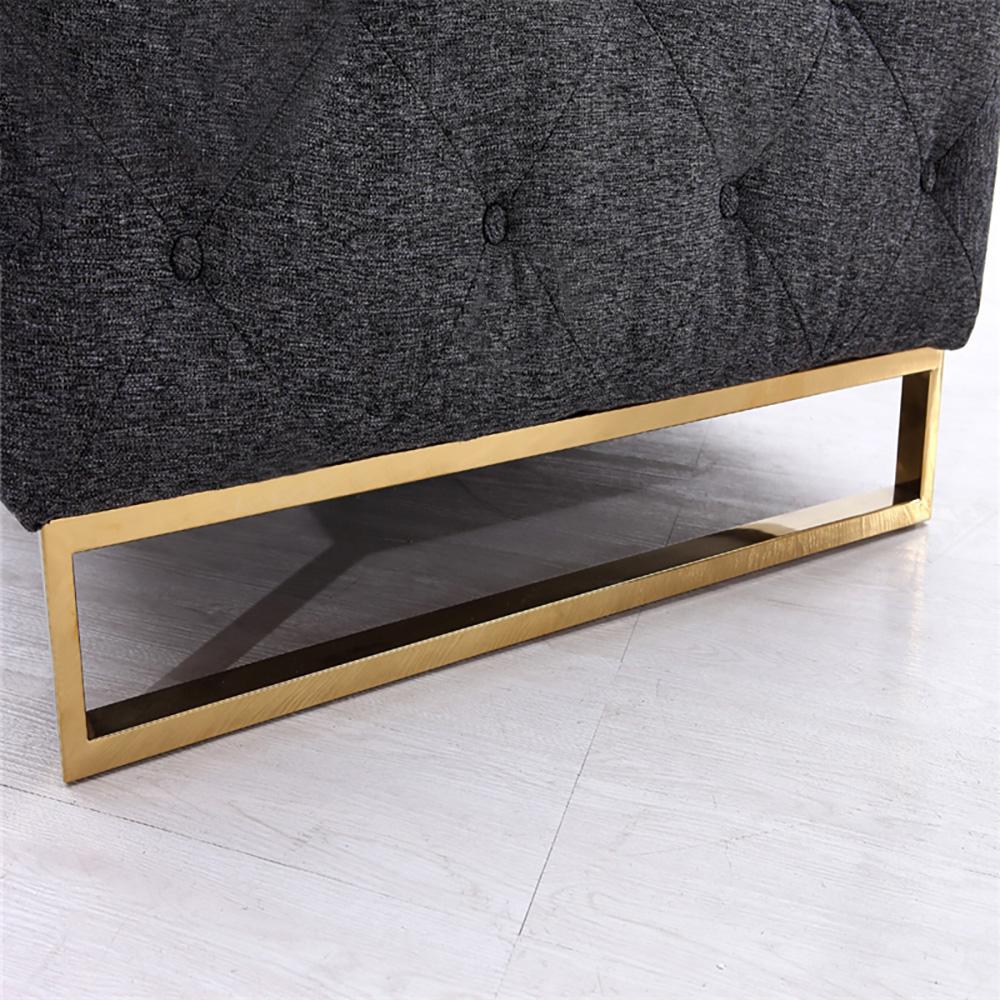 94.5" Modern Tufted Velvet Upholstered Sofa 3-Seater Sofa Gray Sectional in Gold Base