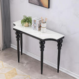 47.2" Classical Black Marble Console Table Narrow Entryway Table Stainless Steel Legs