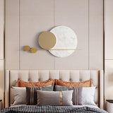 Modern Geometric Wall Decor Round Metal Wall Art in Gold & White