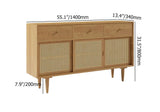 Farmhouse 55" Cane Sideboard Buffet with Storage Natural Kitchen Cabinet
