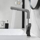 Grifo de lavabo de baño de un solo orificio moderno negro Grifo de rociador extraíble de doble función