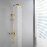 25,4 cm, moderne, luxuriöse, freiliegende Duscharmatur mit Thermostat-Regendusche, goldfarben gebürstet