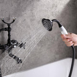 Chester Retro Wall-Mount Clawfoot Tub Filler with Hand Shower with Cross Handle