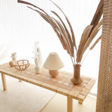 Farmhouse Innovative Woven Rattan Entryway Bench in Natural