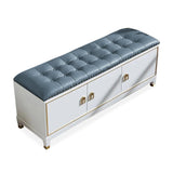 39.4" Faux Leather Upholstered Entryway Bench with Storage Shoe Cabinet 3-Door