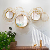 Light Luxury Creative 3D 4 Rings Round Gold Metal Wall Mirror