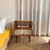 درج خشبي الجوز منضدة راتان لغرفة نوم غرفة المعيشة مائدة سرير بجانب السرير
