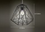 Lámpara colgante de techo de jaula geométrica de una sola luz en negro