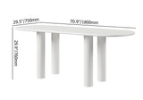 71" 楕円形の白いダイニング テーブル 4 台の台座 8 人掛けのダイニング ルーム テーブル