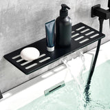 Modern Waterfall Wall Mounted Single Handle Bathtub Faucet With Handshower in Black