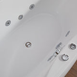 71" Acrylic Oval Whirlpool Water Massage Freestanding Bathtub in White