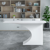 55.1" Modern White Rectangular Office Desk with Drawers
