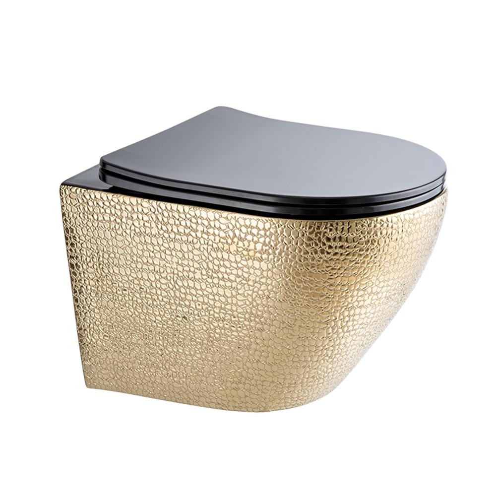 Luxury Round Wall-Mount Toilet Rimless Flushing Ceramic