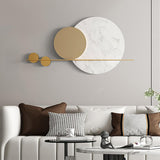 Modern Geometric Wall Decor Round Metal Wall Art in Gold & White