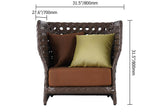 All-Weather Brown Patio Club Chair Wicker Outdoor Club Chair with Cushion & Pillow