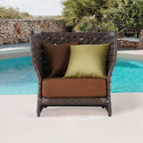 Chaise de club de patio brun tout temps en osier chaise de club de plein air avec coussin et oreiller