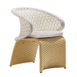 Aluminium & Rattan Outdoor Patio Dining Dining Failchair Chair in White & Khaki (ensemble de 2)