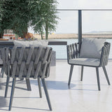 Aluminium & Roard Outdoor Patio Dining Chair Bailchair avec coussin en gris (ensemble de 2)