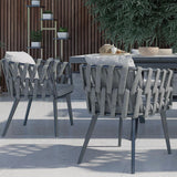 Aluminium & Rattan Outdoor Patio Esszimmerstuhl Sessel mit Kissen in Grau (2er Set)