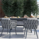 Aluminium & Roard Outdoor Patio Dining Chair Bailchair avec coussin en gris (ensemble de 2)