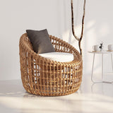 Austen Rattan Outdoor Barrel Chair Nest Shape Sidechair con cojín en marrón