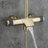 Gold Exposed Shower Faucet Rainfall Shower System with Hand Shower & Tub Spout