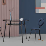 Chaises de salle à manger créatives bleues modernes chaise latéral en velours rembourré (ensemble de 2)