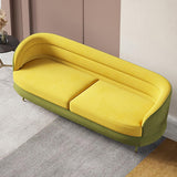 Sofá moderno tapizado en terciopelo amarillo y verde de 93" para 3 plazas con patas doradas