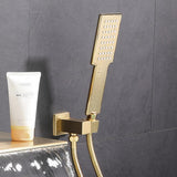 Grifo monomando para bañera de montaje en pared de latón macizo en oro cepillado