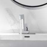 Matte Black Waterfall Single Handle Bathroom Sink Faucet Solid Brass with Escutcheon