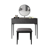 Modern Gray Makeup Vanity Set with Velvet Surface Dressing & Mirror & Stool in Small
