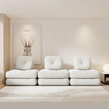 Modulares, wandelbares 3-Sitzer-Sofa, weiß, mit Samtbezug und Kissen