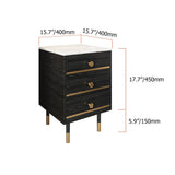 Modern Black Nightstand White Faux Marble Top Bedside Cabinet with 3 Drawers in Gold