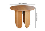 35" Farmhouse Storage Dining Room Table Cherry Round Wood Table for 4 Person