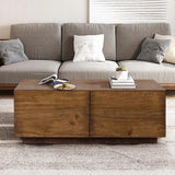 Table basse carrée minimaliste avec 4 tiroirs rangement table basse piédestal en bois