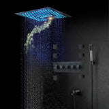 Wandmontiertes 16-Zoll-Duschsystem in Schwarz, 4-Funktions-Thermostat