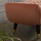 Modern Entryway Bench Gray Velvet Upholstered Ottoman Bench for End of Bed