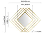 モダンな豪華な幾何学的な菱形金メタルウォールミラー