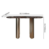 55" Modern Console Table with Marble Top & Stainless Steel Base