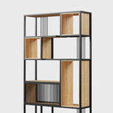 78 "Bibliothèque géométrique noire moderne à 6 niveaux étagère en bois haut de livres en bois