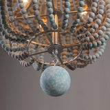 Kesarre Retro Wood Beaded Chandelier Empire Ceiling Light in Gray & Blue