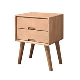 Nordic Wood Nightstand with 2 Drawers Small Bedside Table with Storage, Natrual