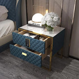 White 2 Drawers Bedroom Nightstand with Electronic Lock Stainless Steel Base