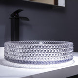 Vessel Transparent Diamond Shaped Crystal Glass Bathroom Wash Sink