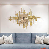 35.4 "3D Gold Metal Metal Mur Wall Clock Luxury Home Decor