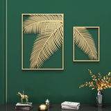 2 Pieces Metal Palm Leaf Gold Wall Decor Home Art Set