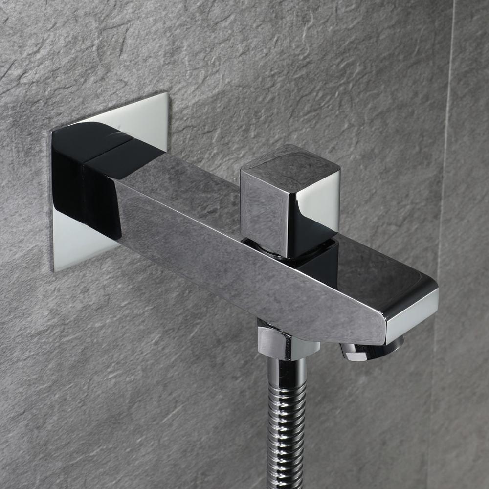 Wall-Mounted 16" Shower System in Black 4 Function Thermostatic