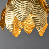 Glam Gold Leaf Chandelier Hojas de metal Lámpara de luz colgante Accesorio Sala de estar Dormitorio