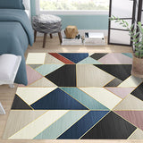 Alfombra de área rectangular multicolor geométrica degradada abstracta moderna de 6'x9'