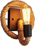 American Village Wall Sconce Retro Style Metal Hemp Rope Wall Lamp Round Wall Light